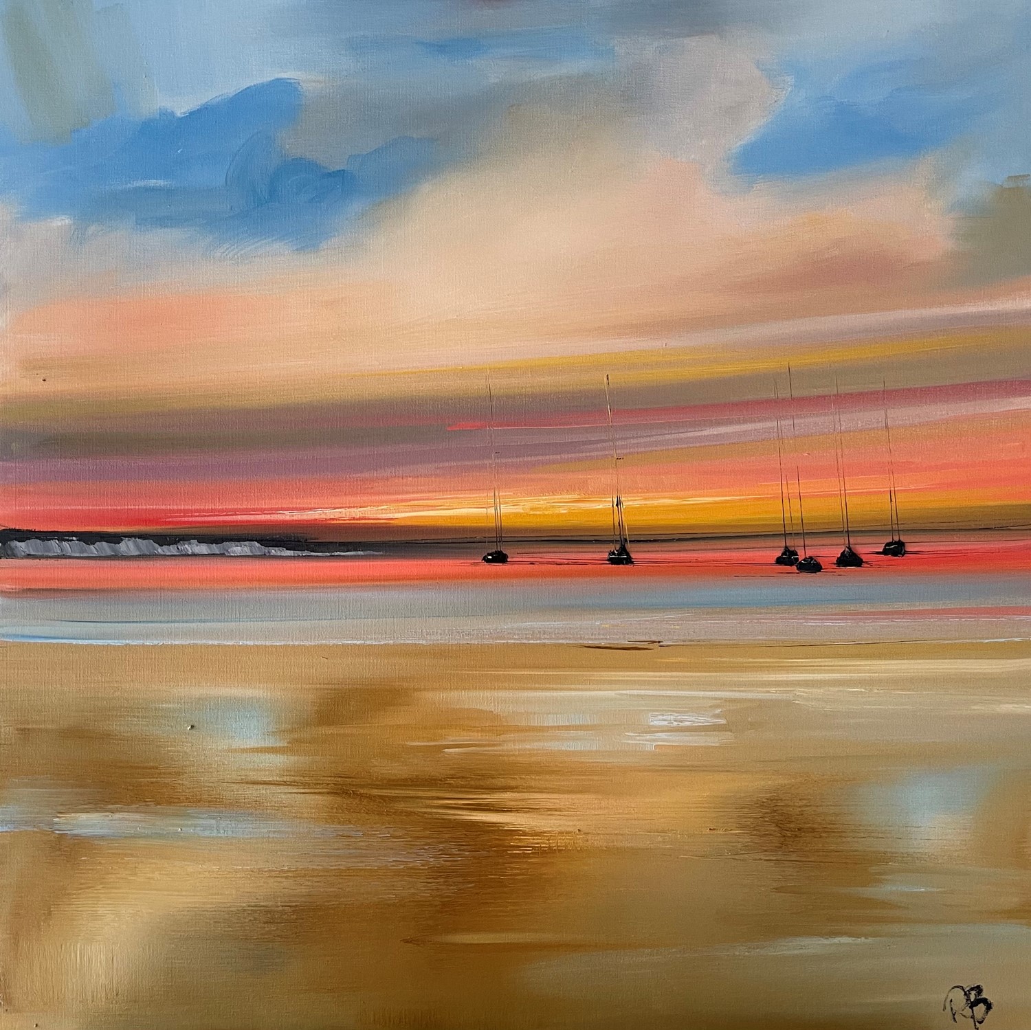 'Golden sands, pink night ' by artist Rosanne Barr