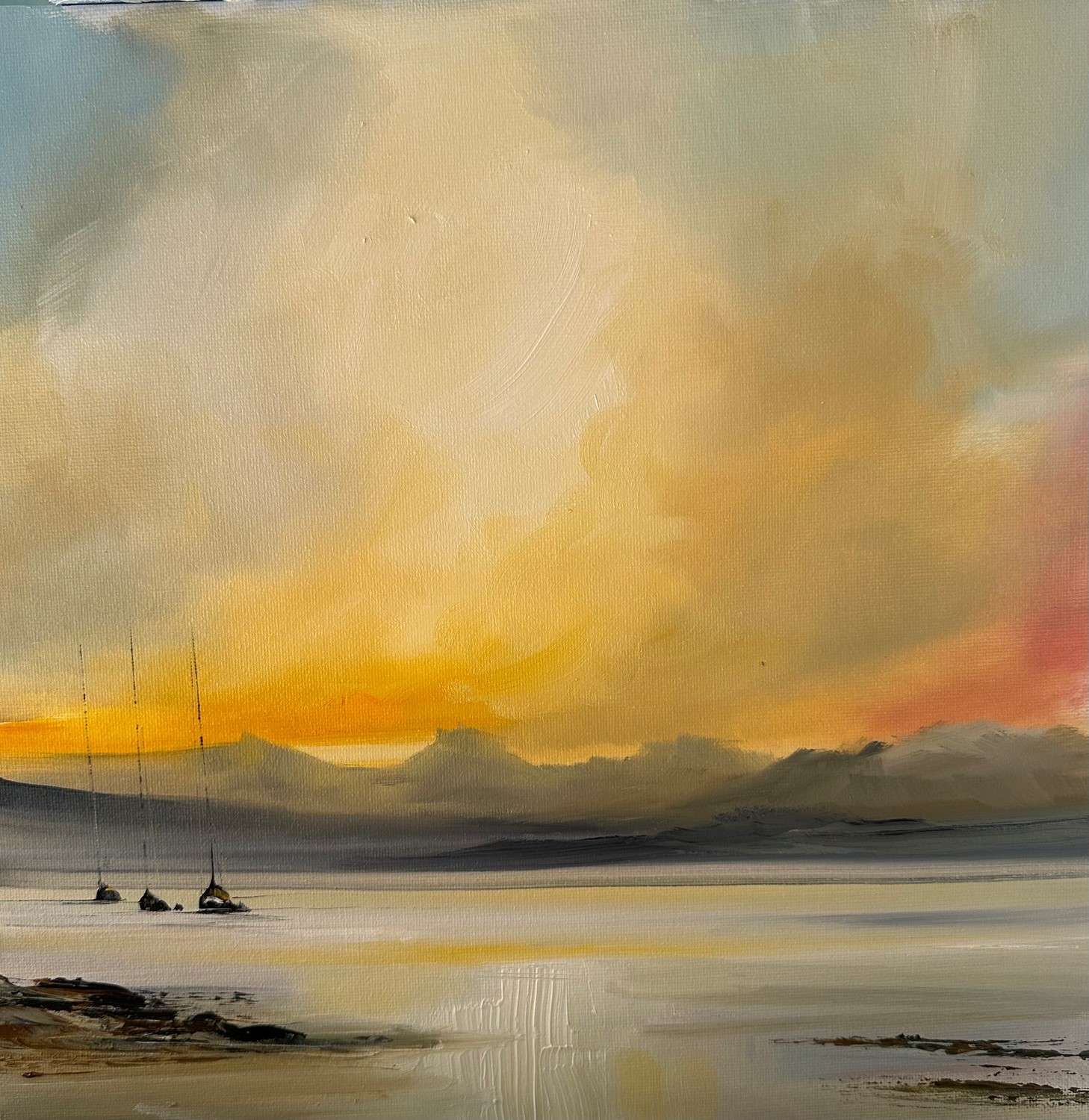 ' Yachts resting , Torridon ' by artist Rosanne Barr