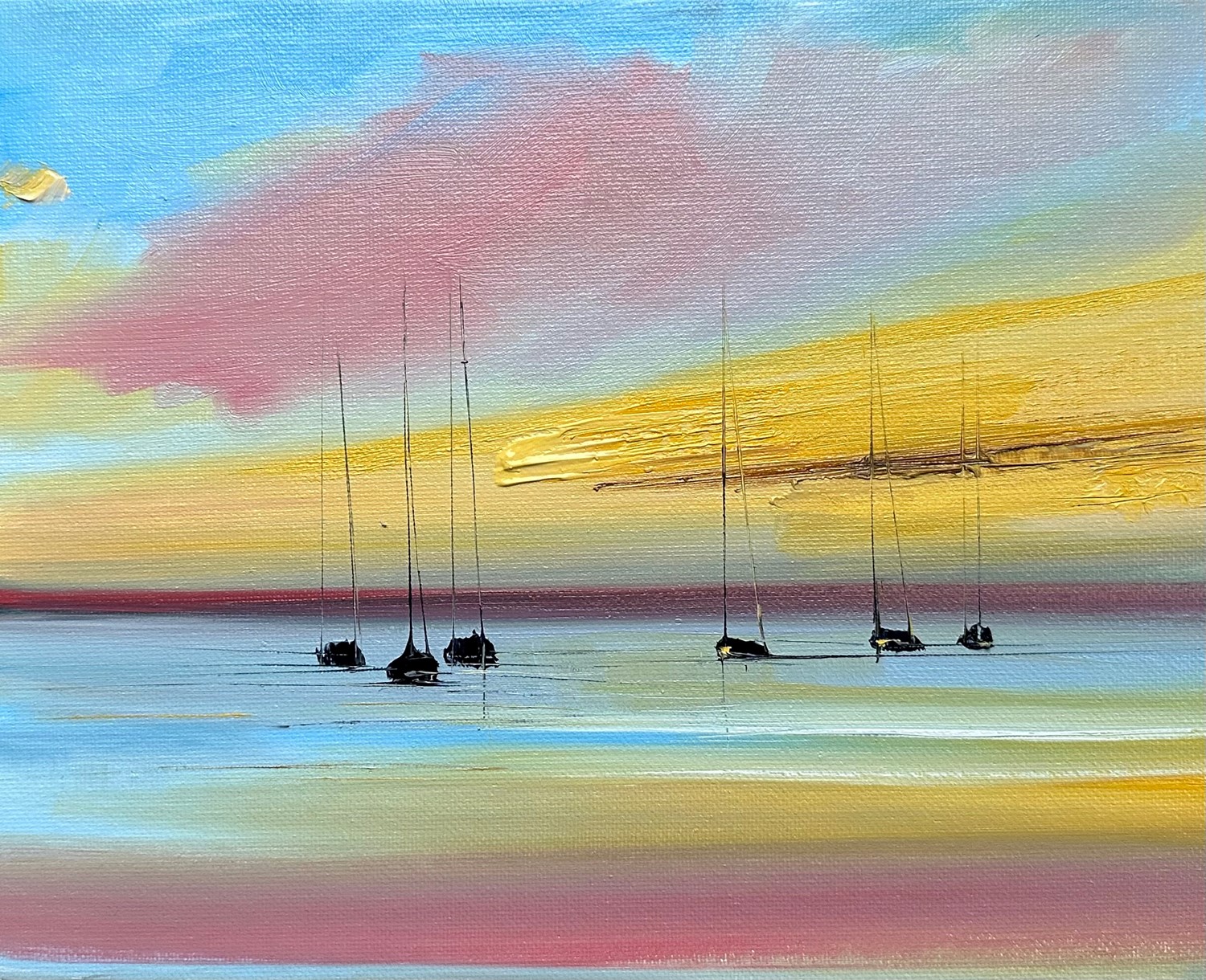 '6 yachts at dawn' by artist Rosanne Barr